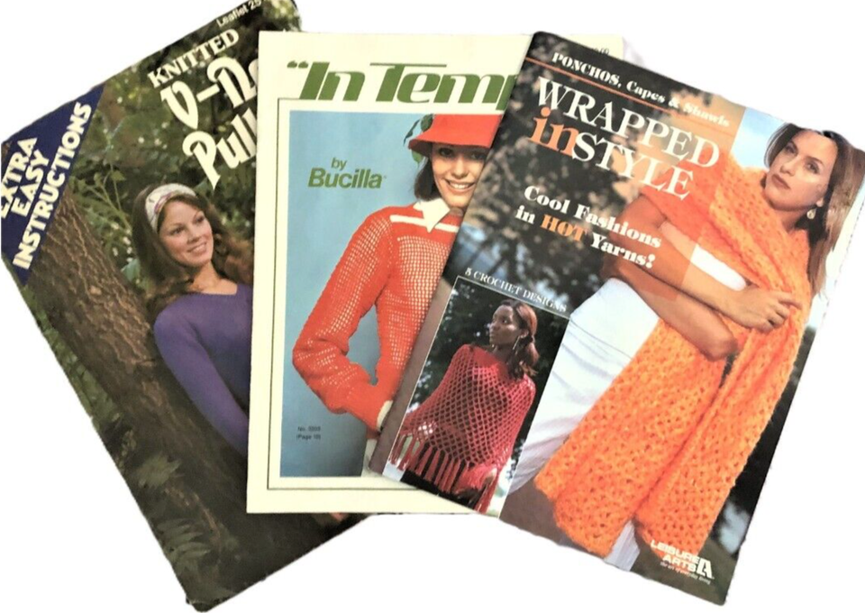 Knitting and Crocheting Books Leaflets for Woman&#39;s Sweaters and More Lot... - $7.55