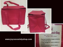 Hot Pink Insulated Lunch Bag 12.5&quot; x 7&quot; x 9&quot; Zip Around Top NWT - £6.42 GBP