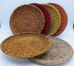 Vintage Wicker Color Paper Plate Holders Rattan Picnic BBQ Camping Lot 6 - £19.87 GBP