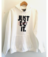 Vtg Just Do It Y2K Nike 2XL XXL White Hoodie Fleece Sweatshirt  Spell Ou... - £90.83 GBP