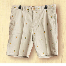 Old Navy Mens Ultimate Slim Built in Flex Tan Pineapple Print Shorts- Size 36W - £10.41 GBP