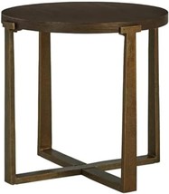 Signature Design by Ashley Balintmore Modern Round End Table, Dark Brown &amp; Metal - £401.45 GBP