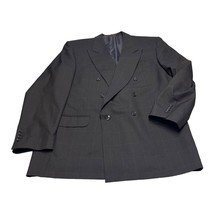 Jones New York Blazer Jacket Men 46L Blue Check 100%% Wool Notch Double Breasted - £30.92 GBP