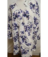 J Jill Tunic Top Size Large Floral White Purple V Neck Tunic Blouse Shirt - $312.36 MXN