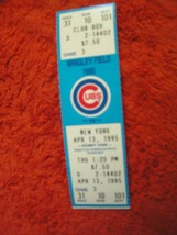 MLB 1995 Chicago Cubs Ticket Stub Vs. New York Mets 4/13/95 - £2.74 GBP
