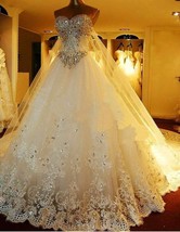 Luxuriou Sweetheart Long Wedding Dresses with Rhinestone - £196.99 GBP