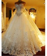 Luxuriou Sweetheart Long Wedding Dresses with Rhinestone - £199.79 GBP