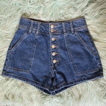 Forever 21 Jean Shorts Size 25 Button Fly High Waist Denim - £11.90 GBP