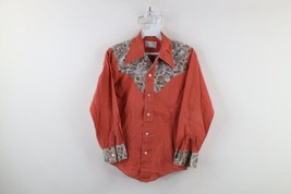 Vtg 60s 70s Rockabilly Boys 14 Faded Chambray Flower Western Button Shirt USA - $49.45