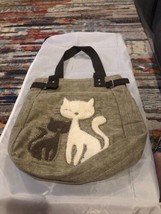 Lovely Cats With Faux Fur And Studs Canvas Tote Bag - £19.75 GBP