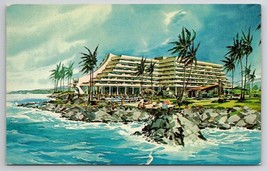 HI Kona Hilton Hotel Hawaii Pre Opening Artists Rendition 1960s Postcard P25 - £6.35 GBP