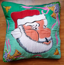 New Handpainted Batik Santa Claus 23X23 Inch Cotton Pillow Cover Bali - $23.38