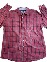Tommy Hilfiger Shirt Men&#39;s XL Long Sleeve Striped Red Black Classic Fit ... - $11.83