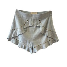 Anthropologie Moon River Linen Studded Ruffle Shorts Size XS Blue Gray Festival - £11.61 GBP