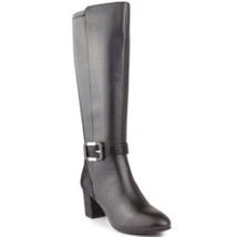 Karen Scott Women Knee High Riding Boots Isabell US 7.5M WC Black Faux Leather - £14.23 GBP