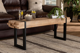 Jupiter Natural Brown and Black Finished Metal Bench - $2,649.00 MXN