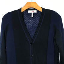 BCBGMaxAzria M Wool Cardigan Sweater Button Down Black Blue Long Sleeve ... - £28.63 GBP