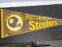 Vintage Pittsburgh Steelers 4X Super Bowl Champions Pennant with Cover - £15.92 GBP