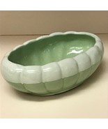 Vtg MCM Pottery Oval Shallow Bonsai White Green Glazed Planter Vase Succ... - £16.39 GBP
