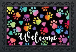 Rainbow Pawprints Doormat Welcome 18" X 30" - £33.28 GBP