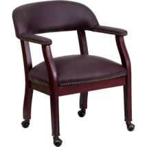 Burgundy LeatherSoft Conference Chair with Accent Nail Trim and - £234.49 GBP