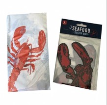 Lobster Paper Napkins Buffet Towels Summer 52 pk and 8 pack Lobster Plas... - $24.47