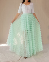 Mint Green Tiered Tulle Skirt Women Custom Plus Size Maxi Tulle Skirt image 8