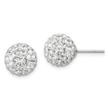 Sterling Silver White Stellux Crystal 10mm Post Earrings Jewerly - £45.55 GBP