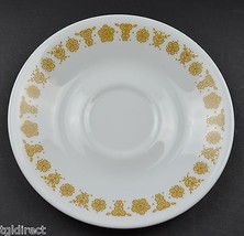 Corning Butterfly Gold Pattern Flat Cup Saucer 6.25&quot; Round Corelle White Glass - £2.38 GBP