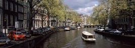 Boats in a canal  Amsterdam  Netherlands Poster Print by  - 36 x 12 - £45.63 GBP