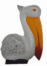 Hand Carved Nautical Wood 8.5&quot; White Pelican Statue Art Rustic Cottage Look - £15.72 GBP