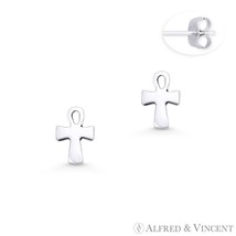 Egyptian Ankh Cross Key-of-Life Charm Oxidixed 925 Sterling Silver Stud Earrings - £9.58 GBP