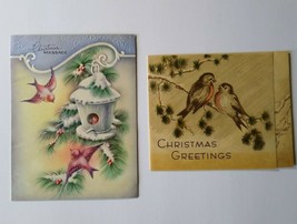 Mid Century Modern Christmas Greeting Cards Colorful Song Birds Birdhous... - £7.84 GBP