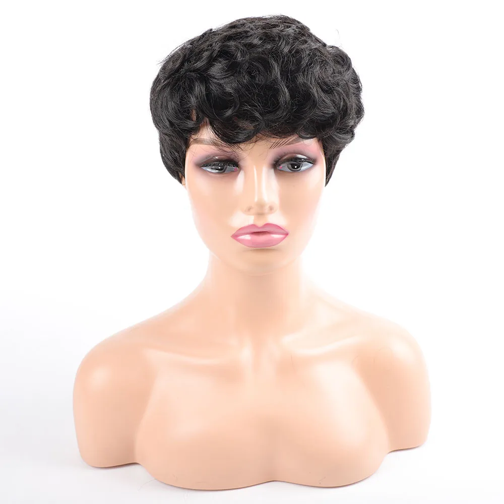 Short Hairstyles Blend Colors Pixie Cut Wigs Short Afro Curly Synthetic Ha - £9.20 GBP