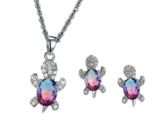 3pcs Rhinestone Turtles Earrings And Necklace Jewelry Set - New - Colorful - $19.99