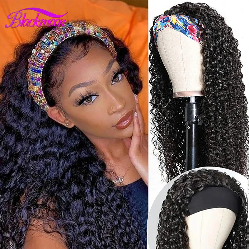 Brazilian Curly Hair Headband Wig Glueless Remy Human Hair Wigs for Black Wom - £121.23 GBP+