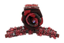 Caravan Hair Claw Decorated In Two (2) Tone Wrapped Rose And Multiple Be... - $23.99