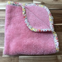 Blankets &amp; Beyond Pink Baby Blanket With Owl Pattern Border 28x29 - $27.54