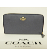 Coach F16612 Pebbled Leather Accordion Zip Around Wallet Midnight Blue NWT - $136.70 CAD