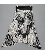 Apt 9 Women Skirt Size L Black Midi Stretch Preppy Floral Asymmetrical P... - £10.23 GBP