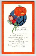 Halloween Postcard Fairy Pixie With JOL Pumpkin Whitney Embossed Fantasy Unused - £52.70 GBP