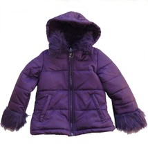 Rothschild Purple Faux Fur Trim Hooded Puffer Jacket Coat S 4 - £15.97 GBP