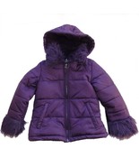 ROTHSCHILD Purple Faux Fur Trim Hooded Puffer Jacket Coat S 4 - £15.84 GBP
