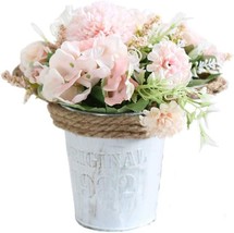 Uupp Potted Artificial Hydrangea Rose Flowers Bonsai Plant Fake Flowers, Pink - £33.48 GBP