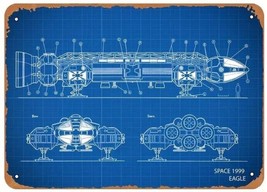 Space 1999 Eagle 1 Spaceship Blueprint Style Metal Wall Decor Sign 8x12&quot; - $12.63