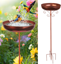 32 Inch Height Small Metal Bird Bath for Outside, Freestanding Birdbaths... - $16.70