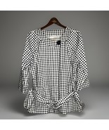Covington Geometric Print Jacket Black White Snap Belt Wrap Waist Women ... - €17,82 EUR