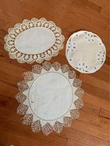 Vintage hand Crocheted Linen Doilies Set #28 - £7.95 GBP