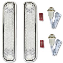 73-80 Chevy Chevrolet GMC Truck Clear Side Marker Light Lens w/ Socket Pair - £20.31 GBP