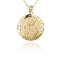 10k Solid Gold Sacred Heart of Jesus Have Mercy on Us Coin Roun Pendant Necklace - £151.79 GBP+